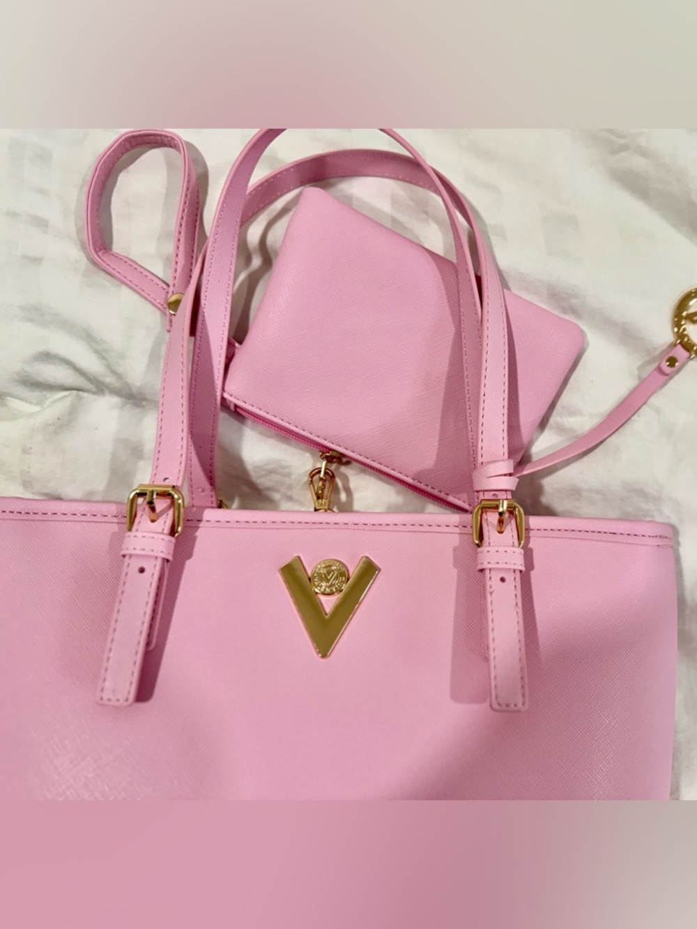 PINK VALENTINO ORLANDI HANDBAG WITH GOLD ACCENTS (NEW) - Picture 5 of 14